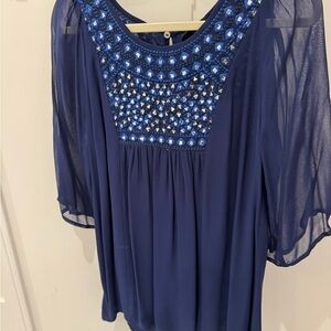 Tolani Royal Blue Embellished Blouse
